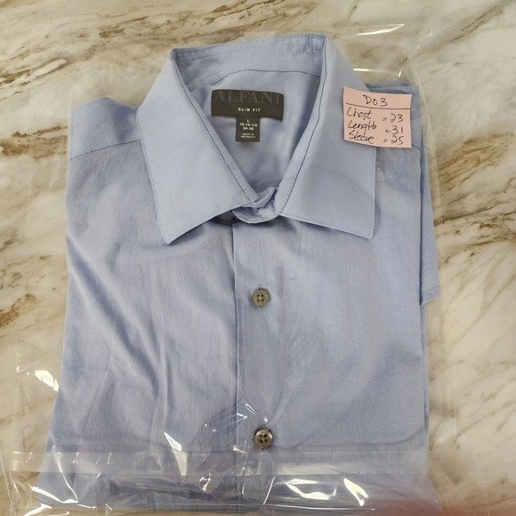 Alfani Shirt Men Large Light Blue Button down Solid Slim Fit Full Sleeve - Picture 7 of 7